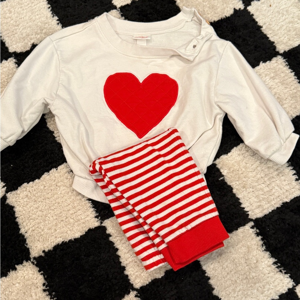 Cat & Jack White and Red Heart Pajama Set